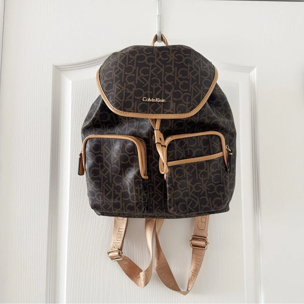 Calvin Klein Hudson Monogram Backpack in brown EUC